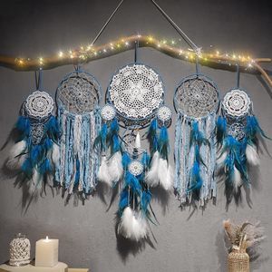 5 Pack Blue Dream Catchers For Bedroom Adult Large Boho Dreamcatcher Wall🙈
